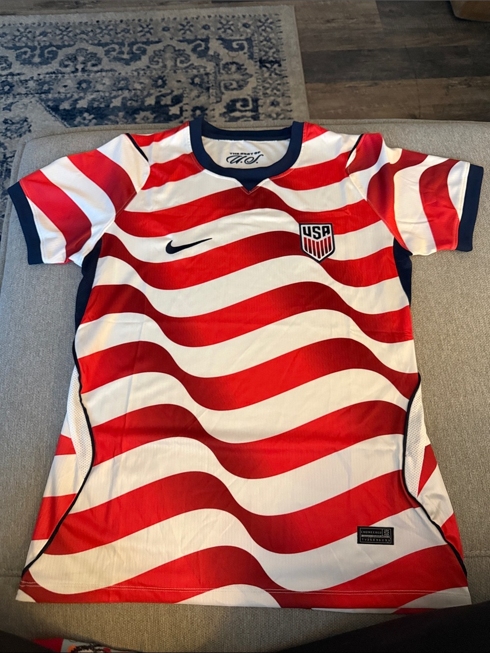 Nike USA Red and White Wave Soccer Jersey